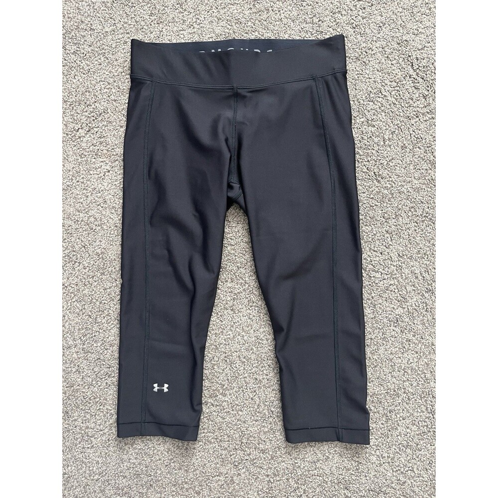 Under Armour HeatGear Compression Leggings Black Capri Cropped Womens Size L